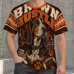 Brown Hustle Hound Football Spirit for Halloween, Game Day and Dog Lover Gifts All-over Print Unisex T-shirt