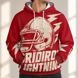 Football Helmet and Lightning Bolts for Game Day and Casual Weekend Everyday Wear All-over Print Hoodie (Lightweight)