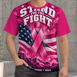 Pink Ribbon And American Flag Breast Cancer Awareness Support For Women And Men All-over Print Unisex T-shirt
