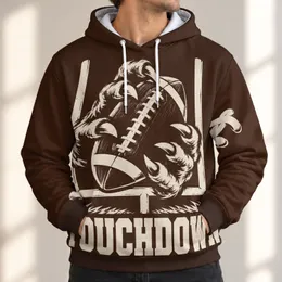 Football Touchdown and Goalpost Emblem for Game Day Fans and Weekend Sportswear All-over Print Hoodie (Lightweight)