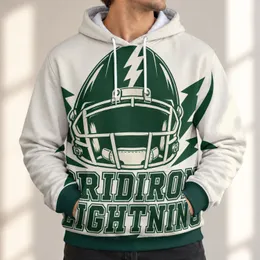 Vintage Football Helmet and Lightning Bolts for Game Day Weekend Streetwear Fans All-over Print Hoodie (Lightweight)