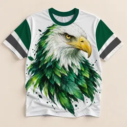Bold Emerald Eagle Head with Racing Stripes for Outdoor Adventures and Wildlife Lovers All-over Print Unisex T-shirt