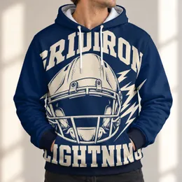 Football Helmet Lightning and Gridiron Spirit for Game Day and Everyday Wear All-over Print Hoodie (Lightweight)