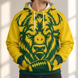 Bold Bison Head and Football for Game Day Cheer, Tailgates and Casual Campus Spirit All-over Print Hoodie (Lightweight)