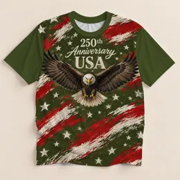 Olive Flag and Flying Eagle for Patriotic Summer Celebrations and July Gatherings All-over Print Unisex T-shirt