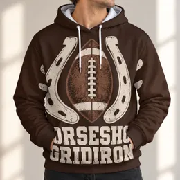 Horseshoe Football Emblem for Autumn Game Days, Tailgates, and Weekend Fan Style All-over Print Hoodie (Lightweight)