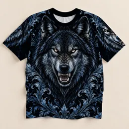 Baroque Wolf and Blue Filigree for Parties, Nightlife, and Everyday Gothic Style All-over Print Unisex T-shirt