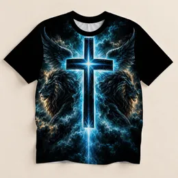 Radiant Cross And Winged Lion Symbol For Devotional Faith And Everyday Wear All-over Print Unisex T-shirt