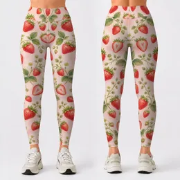 Fresh Strawberry Scatter for Yoga, Pilates and Everyday Summer Outings Leggings
