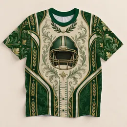 Emerald Football Helmet and Sideline Motifs for Game Day Celebrations and Teen Fans All-over Print Unisex T-shirt