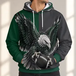 Spread-Wing Eagle Gripping Football for Game Day and Casual Weekend Wear All-over Print Hoodie (Lightweight)