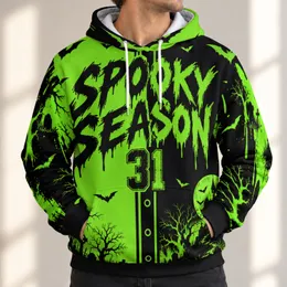 Neon Green Spooky Season 31 Baseball Style for Halloween Parties and Autumn Events All-over Print Hoodie (Lightweight)