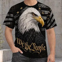 Bald Eagle And Honeycomb Flag Motif For Motorcycle Rides And Outdoor Camping All-over Print Unisex T-shirt