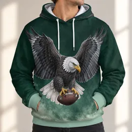 Bald Eagle Football Fan Art for Game Day Gatherings and Casual Weekend Wear All-over Print Hoodie (Lightweight)