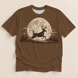 White-Tailed Buck Beneath Full Moon for Hunting Camp and Outdoor Adventure All-over Print Unisex T-shirt