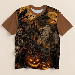 Halloween Black Cats, Jack-o'-Lanterns and Haunted Graveyard for October Nights All-over Print Unisex T-shirt