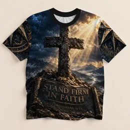 Weathered Stone Cross and Scripture for Everyday Faith, Worship and Fellowship for Men All-over Print Unisex T-shirt