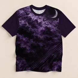 Purple Crescent Moon and Bats for Gothic Halloween Nights and Spooky Autumn Gatherings All-over Print Unisex T-shirt