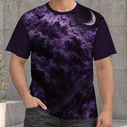 Purple Crescent Moon and Bats for Gothic Halloween Nights and Spooky Autumn Gatherings All-over Print Unisex T-shirt