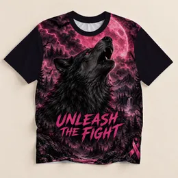 Howling Wolf Beneath Pink Moon for Bold Nighttime Casual Style and Outdoor Adventures All-over Print Unisex T-shirt