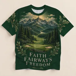 Mountain Golf Course Cross at Sunrise for Faith-Focused Fairway Days on the Green All-over Print Unisex T-shirt