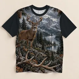Majestic Antlered Buck in Pine Forest for Cozy Cabin Evenings and Woodland Getaways All-over Print Unisex T-shirt