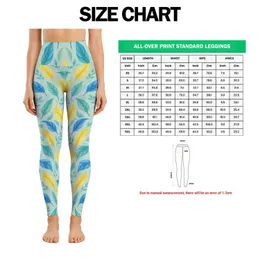 Mint Green Yellow and Blue Leaf Motifs for Yoga Pilates and Everyday Casual Wear Leggings