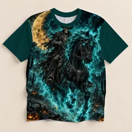Gothic Skeleton Horse Rider for Halloween Nights and Dark Western Style Enthusiasts All-over Print Unisex T-shirt