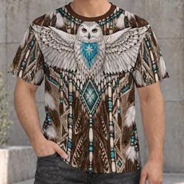 Snowy Owl Beadwork for Winter Travel and Bohemian Everyday Style for Women Outdoors All-over Print Unisex T-shirt
