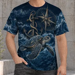 Sea Turtle Compass Nautical Art for Coastal Adventures and Outdoor Travel All-over Print Unisex T-shirt