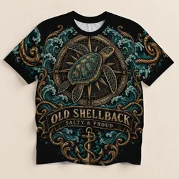 Vintage Nautical Turtle Compass and Anchor for Coastal Adventures and Outdoor Travel All-over Print Unisex T-shirt