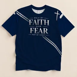 Silver Cross and Faith Over Fear Scripture Message for Christian Men’s Daily Encouragement All-over Print Unisex T-shirt