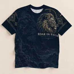 Lion Cross Faithful Strength for Church Worship and Everyday Christian Wear for Men All-over Print Unisex T-shirt