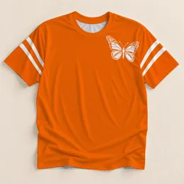 Orange Butterfly Football Motif for Game Day Spirit and Casual Weekend Wear All-over Print Unisex T-shirt