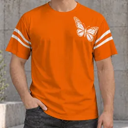 Orange Butterfly Football Motif for Game Day Spirit and Casual Weekend Wear All-over Print Unisex T-shirt