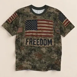 Weathered American Flag and Freedom Emblem for Patriotic Casual Everyday Wear All-over Print Unisex T-shirt