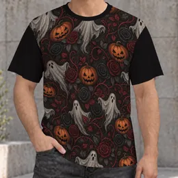 Gothic Ghosts, Pumpkins And Black Roses For Halloween Nights And Autumn Party Cosplay All-over Print Unisex T-shirt