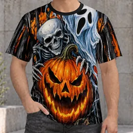 Grinning Skeleton, Floating Ghost and Jack-o’-Lantern for Halloween Party Nights All-over Print Unisex T-shirt