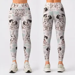 Dalmatian Puppy Paw Motifs for Playful Workouts and Casual Active Days Leggings