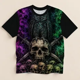 Gothic Owl And Skull With Crossed Swords For Camping And Outdoor Adventure All-over Print Unisex T-shirt