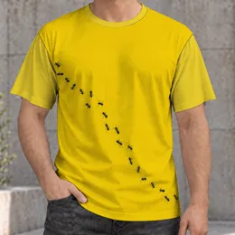 Black Ant Trail on Sunlit Yellow for Everyday Casual Style for Nature Lovers All-over Print Unisex T-shirt