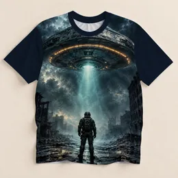 UFO Abduction Over a Foggy City for Everyday Sci-Fi Adventures and Casual Weekend Wear All-over Print Unisex T-shirt