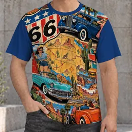 Vintage Highway Cars and Americana Collage for Summer Road Trip Adventures All-over Print Unisex T-shirt