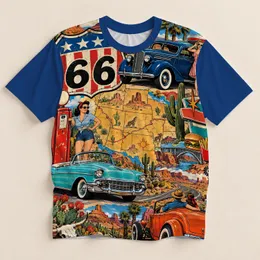 Vintage Highway Cars and Americana Collage for Summer Road Trip Adventures All-over Print Unisex T-shirt