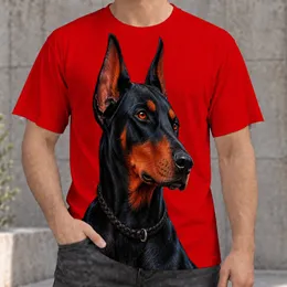 Red Doberman Dog Portrait for Everyday Summer Outings and Casual Canine Lovers All-over Print Unisex T-shirt