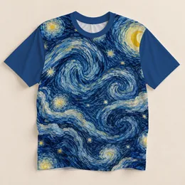 Swirling Midnight Sky with Golden Stars for Dreamy Evenings and Creative Night-Out Style All-over Print Unisex T-shirt