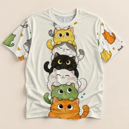 Colorful Stacked Cat Companions for Playful Everyday Style and Cat Lover Gifts All-over Print Unisex T-shirt