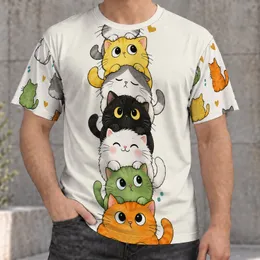 Colorful Stacked Cat Companions for Playful Everyday Style and Cat Lover Gifts All-over Print Unisex T-shirt