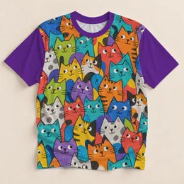 Colorful Whimsical Cat Faces For Playful Spring And Summer Outings All-over Print Unisex T-shirt