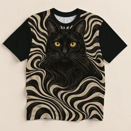 Black Cat With Golden Eyes For Psychedelic Style And Everyday Wear All-over Print Unisex T-shirt